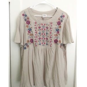 Knox Rose Embroidered Babydoll Blouse